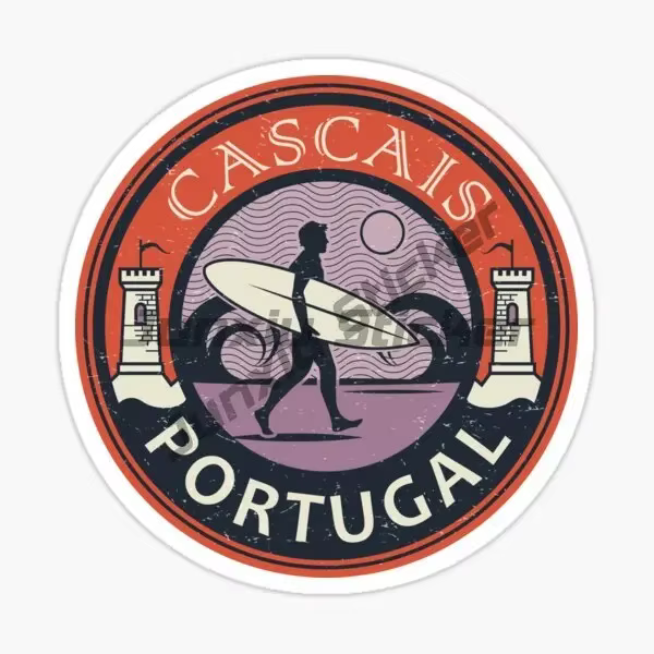 Autocollants créatifs en PVC avec emblème du drapeau du Portugal et motif de coq surfeur pour fenêtr
