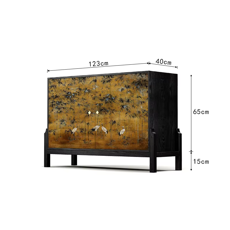 Meuble de salon sur mesure avec motif personnalisé, porte de meuble peinte, meuble stéréo en relief,