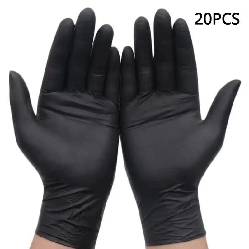 Gants jetables en Nitrile noir, 50/20 pièces, sans Latex, imperméables, durables, adaptés à la cuisi