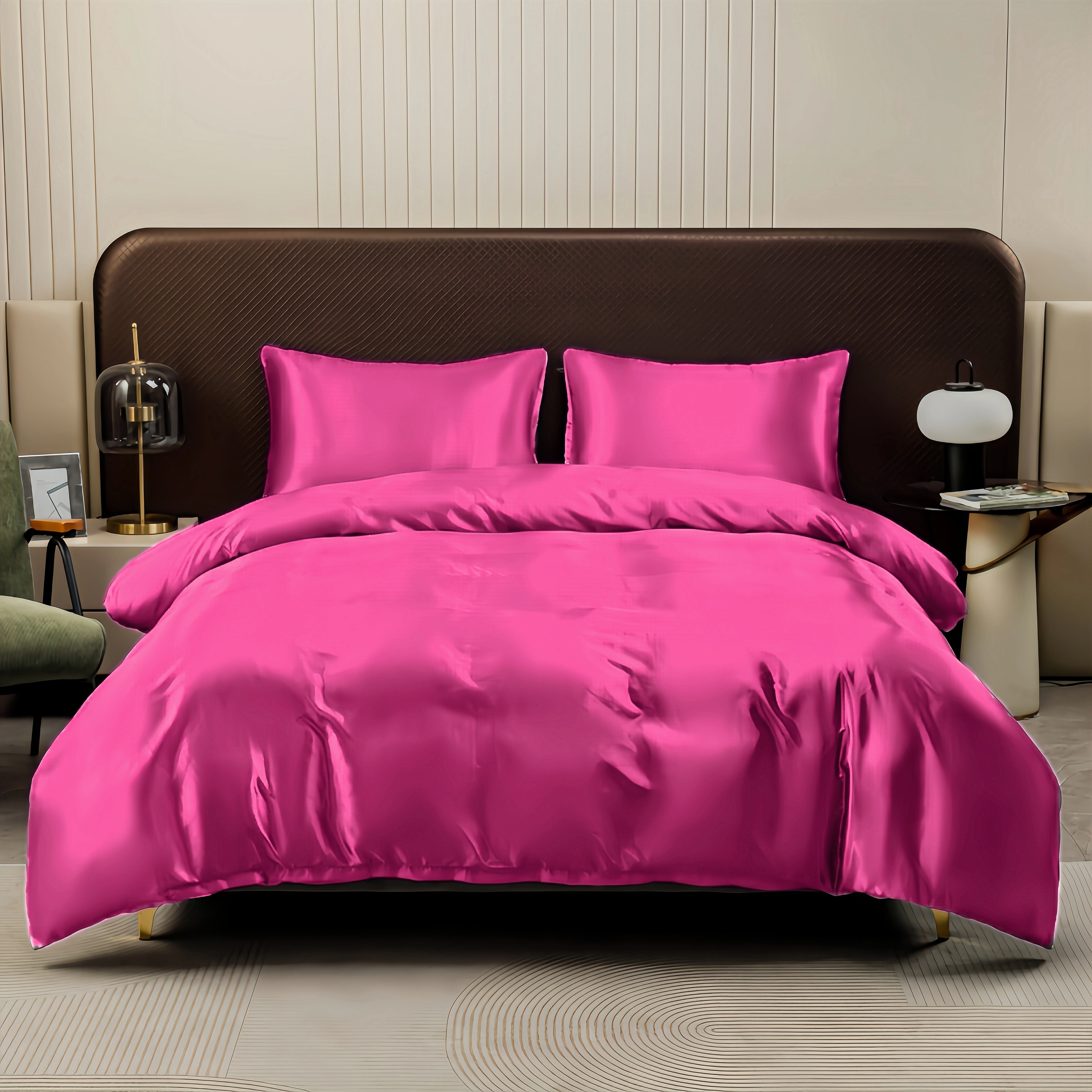 Kuup-Ensemble de literie coloré en surface satinée, housse de couette, tissu doux pour la peau, sans