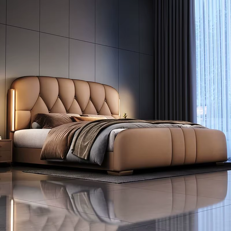 Ensemble de lit de luxe moderne au Design italien, meubles de chambre King & Queen Size, lit Double 