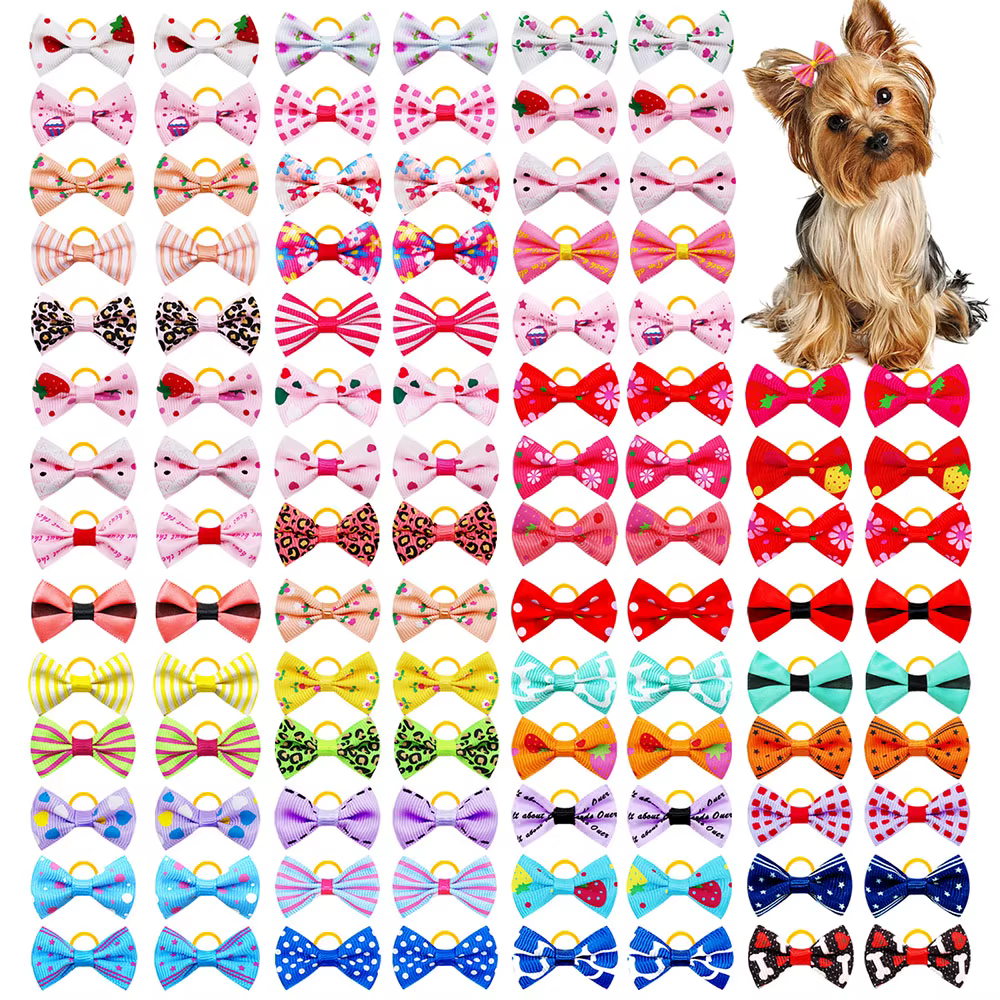 Nœuds pour chiens avec élastique, 30 pièces, accessoires pour cheveux de chiens, nœuds mobiles faits
