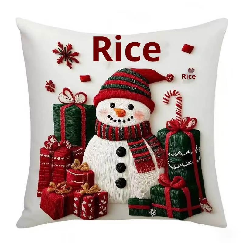 Taie d'oreiller de noël en lin, 45cm, dessin animé, père noël, bonhomme de neige, élan, housse de co