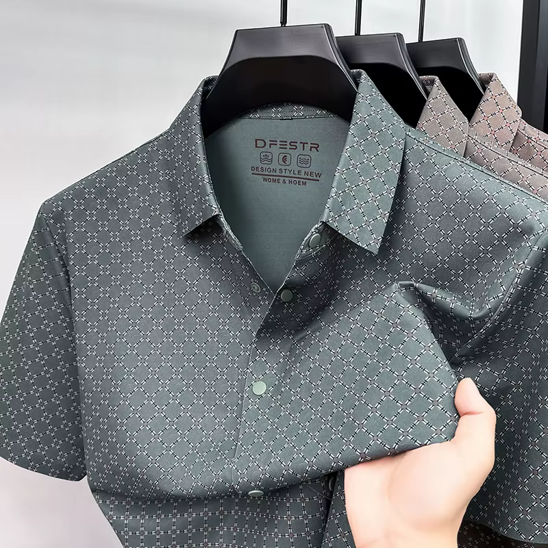 personnalité plaid imprimé chemise à manches courtes hommes luxe haut de gamme nouvelle mode glace s