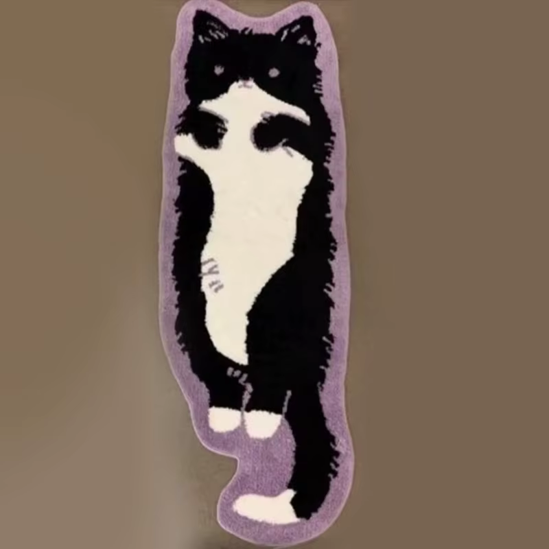 Tapis doux pour chambre à coucher, chat mignon, Long, confortable, lavable, antidérapant, décoratif 