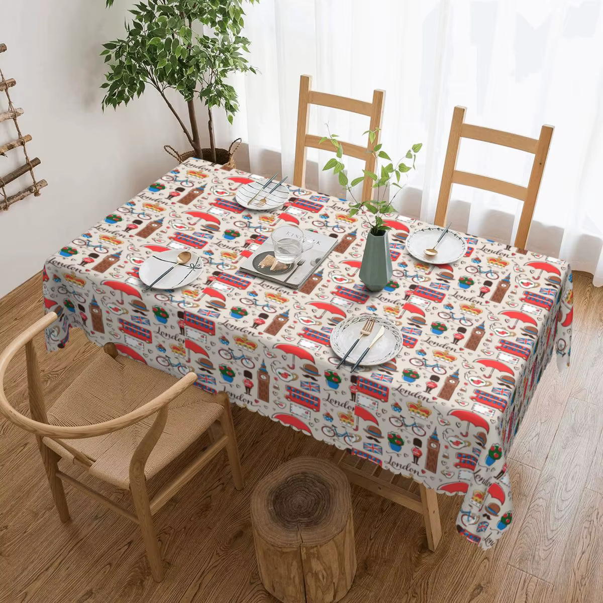 Nappe rectangulaire imperméable à motif londonien, gril de table, sensation britannique, couvertures