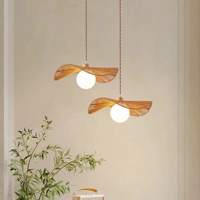 Plafonnier Suspendu en Rotin Tissé au Chapeau de Paille, Design Japonais, Luminaire Décoratif d'Nik,