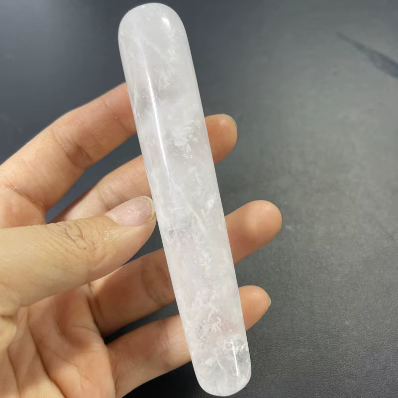 Bâton de massage naturel 10cm, cristal blanc, pierre brute, meulage, stylo acupoint, salon de beauté