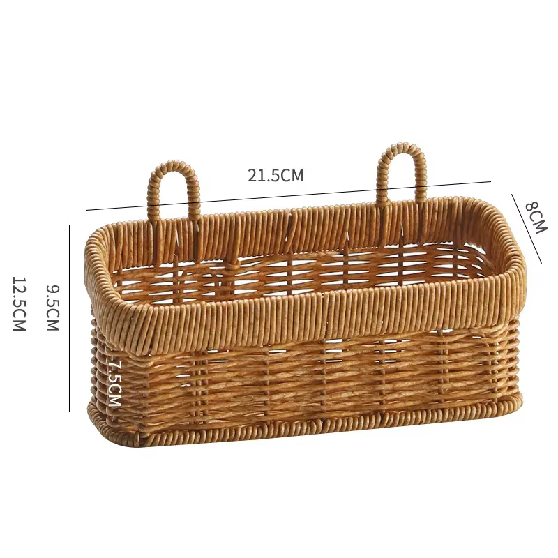 Panier de rangement mural suspendu, panier décoratif tissé à la main, panier de rangement de cuisine