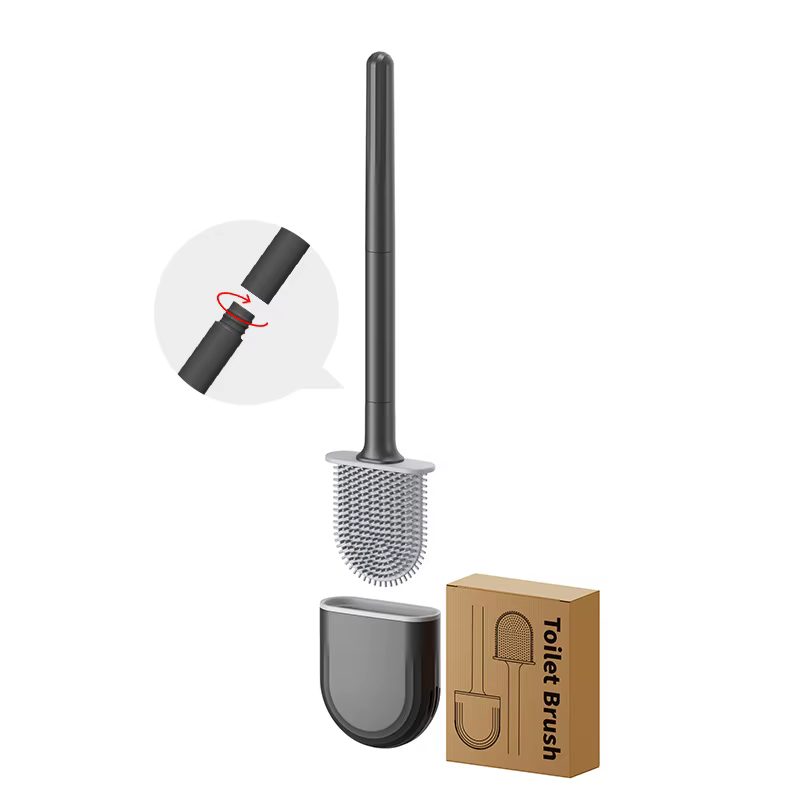 Brosse de toilette en silicone anti-fuite, mini brosse de nettoyage WC, poils souples flexibles avec