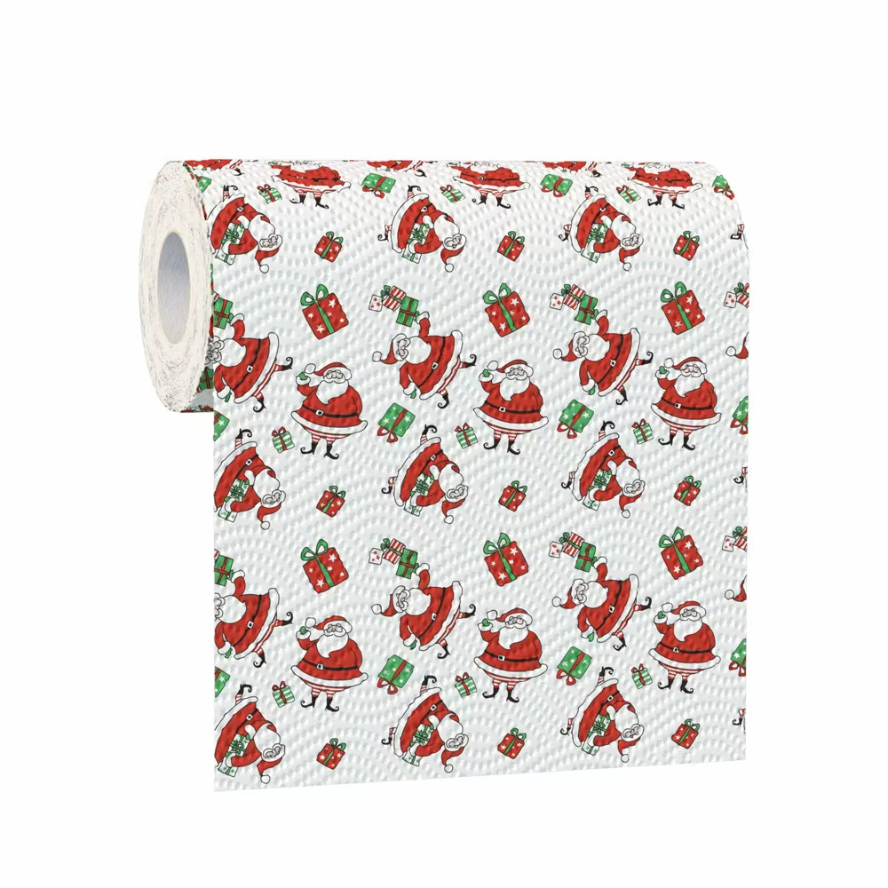 Serviettes en papier de noël pour la cuisine, rouleaux de serviettes en papier jetables imprimés de 