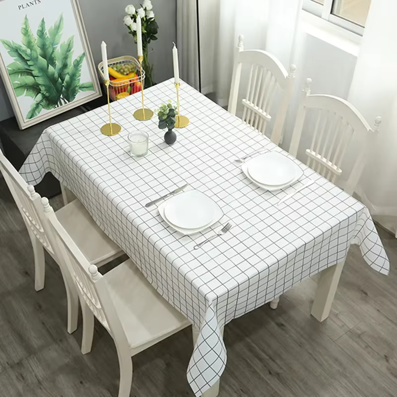 Nappe rectangulaire imprimée en plastique PVC, couverture de table à manger, imperméable à l'huile, 