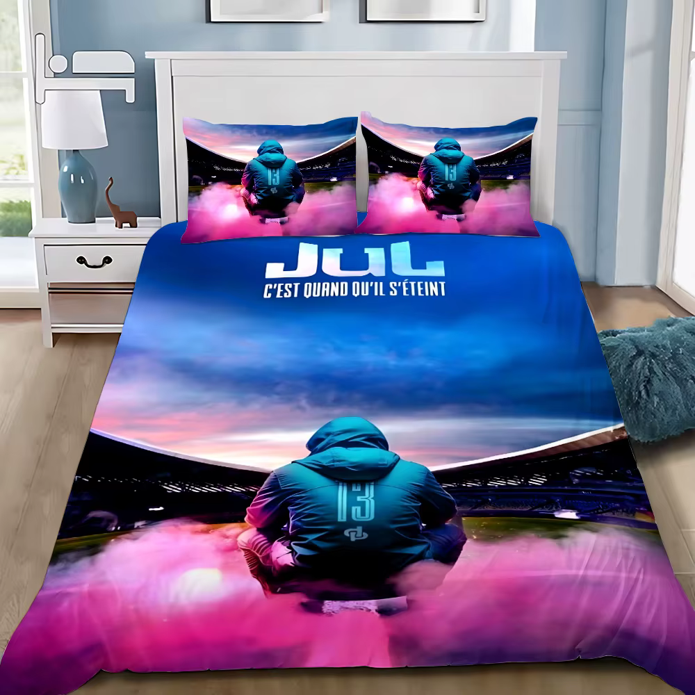 Housse de couette rappeur JuL C'est Pas, taie d'oreiller, ensemble de literie Des Lol, décoration de