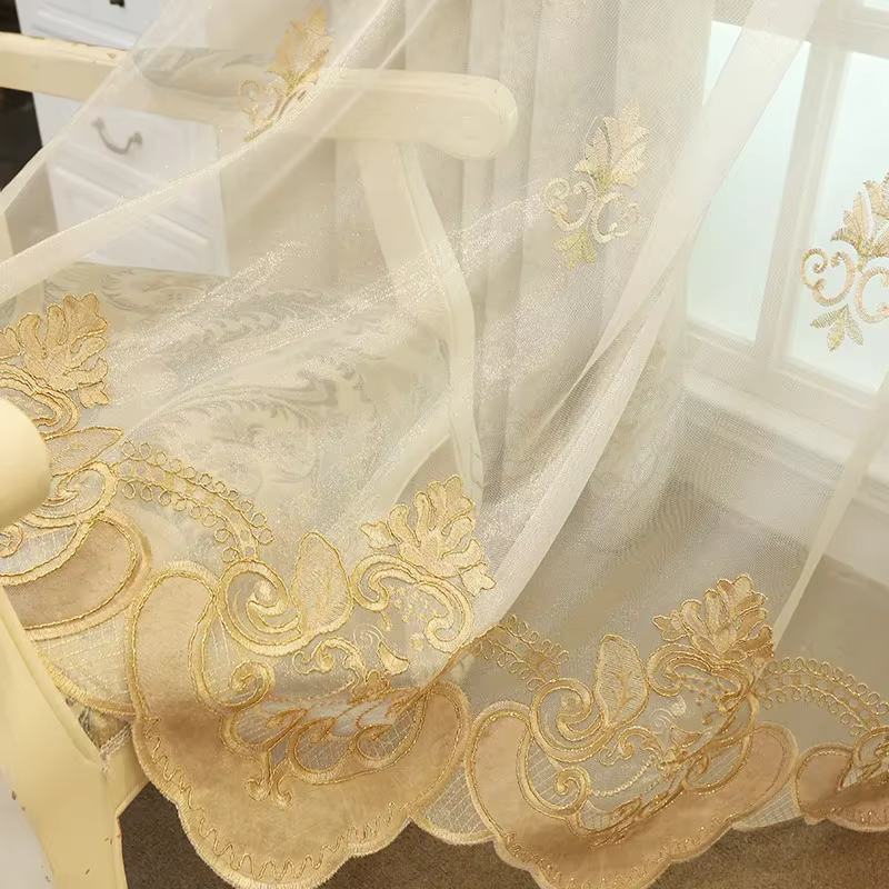 Nouveaux rideaux de style européen de luxe pour salon chambre rideaux décoratifs modernes brodés sto