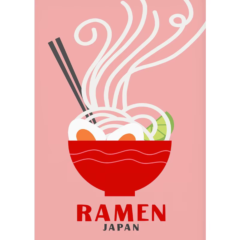 Preppy classique nourriture Pizza Tacos Ramen pâtes rétro abstrait affiche toile peinture mur Art ph