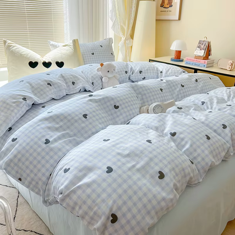 INS-Parure de lit à motif minimaliste pour adultes et enfants, drap-housse mignon, taies d'oreiller 