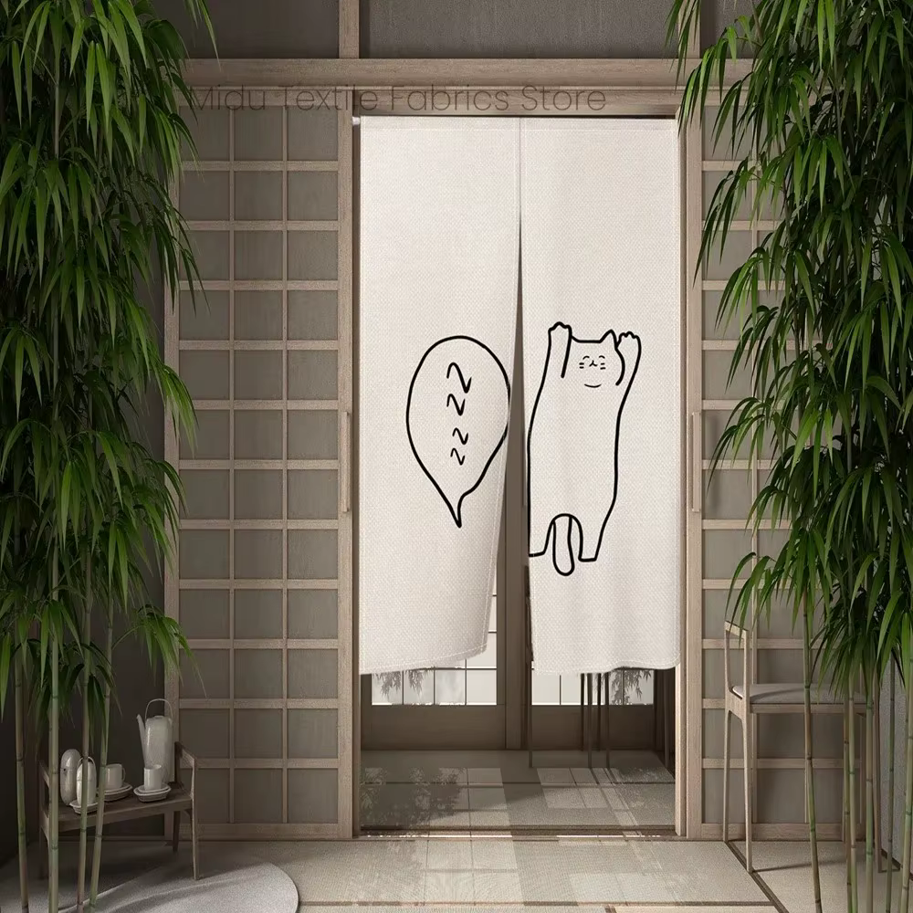 Le rideau de porte de style japonais Cartoon Cat convient aux cuisines, aux salons, aux halls d'entr