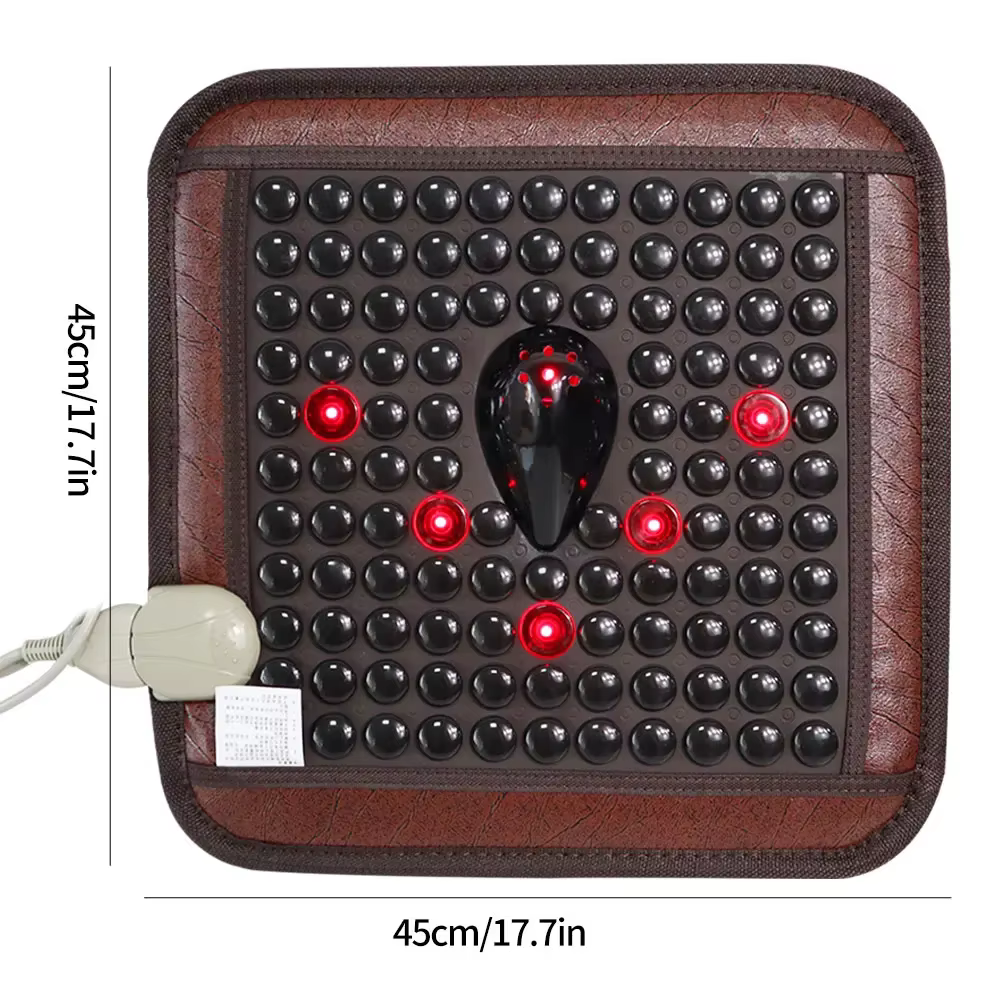Coussin de Massage en Jade Tourmaline chauffant à Photon infrarouge, coussin carré 45x45cm, Massage 