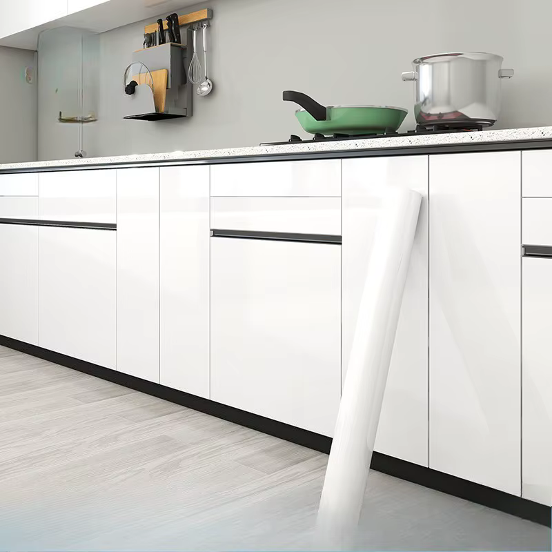 Papier peint vinyle brillant auto-adhésif amovible et imperméable pour meubles de cuisine, comptoir,