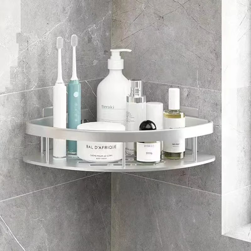 Étagère d'angle de douche sans clous, salle de bain, étagère à shampoing en aluminium, rangement de 
