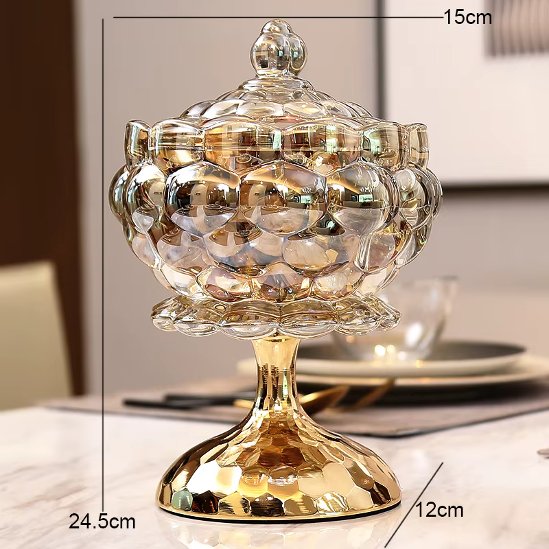 Bocal de rangement en verre avec couvercle, base en métal simple, stockage des aliments, boîtes de t