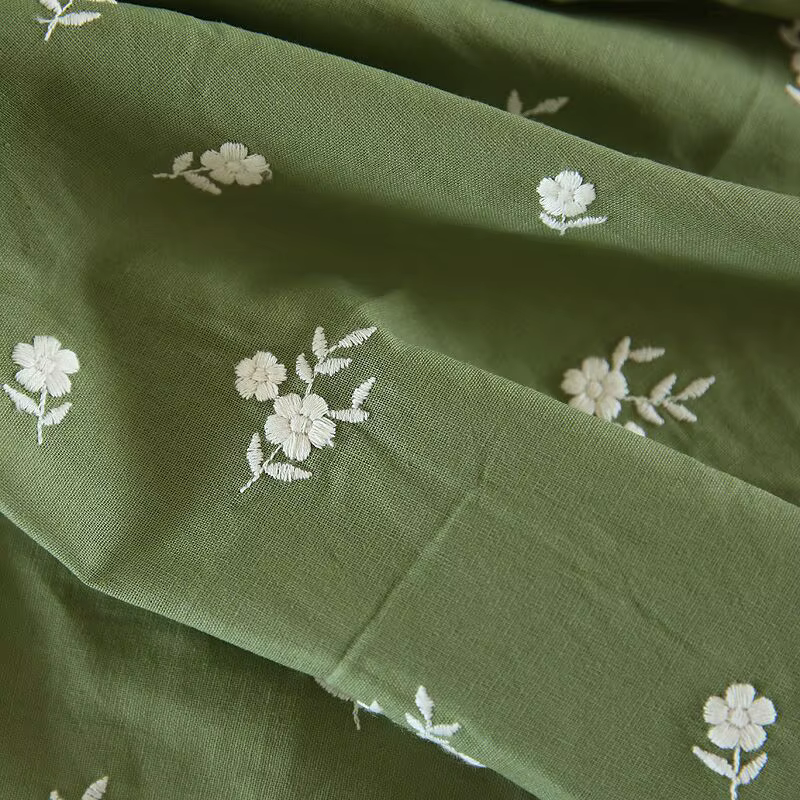 Tissu en coton et lin brodé Floral Vintage, couture faite à la main pour vêtements et robes, tissu d