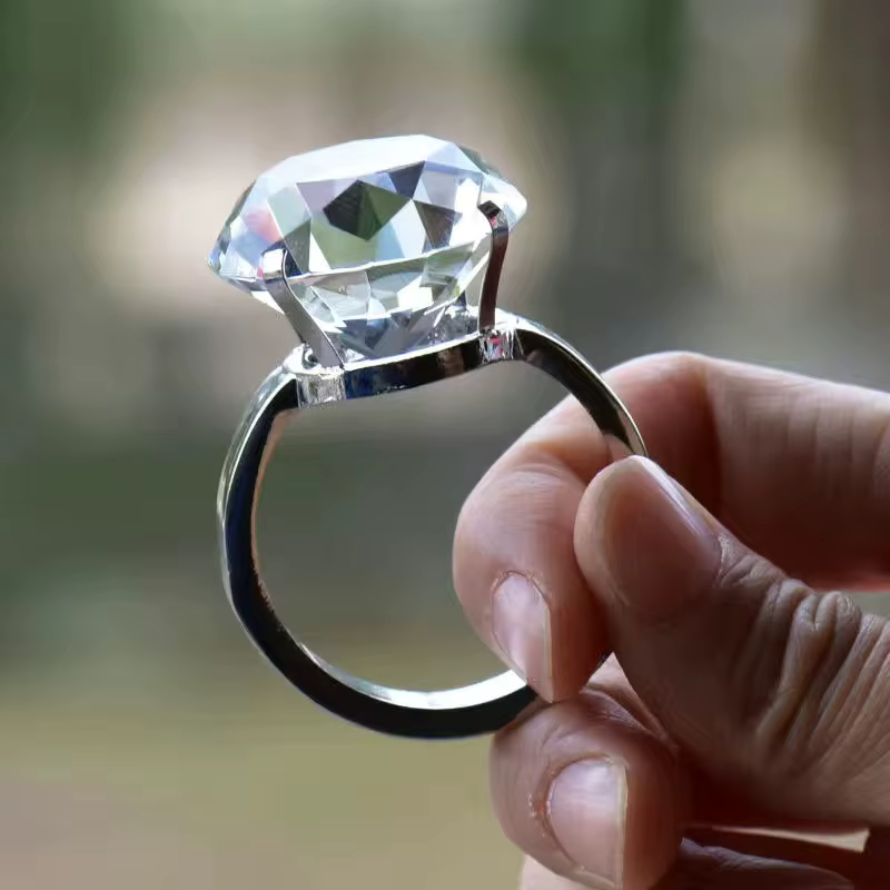 Grande bague en cristal de 3cm, décoration de mariage, proposition romantique, accessoires de mariag