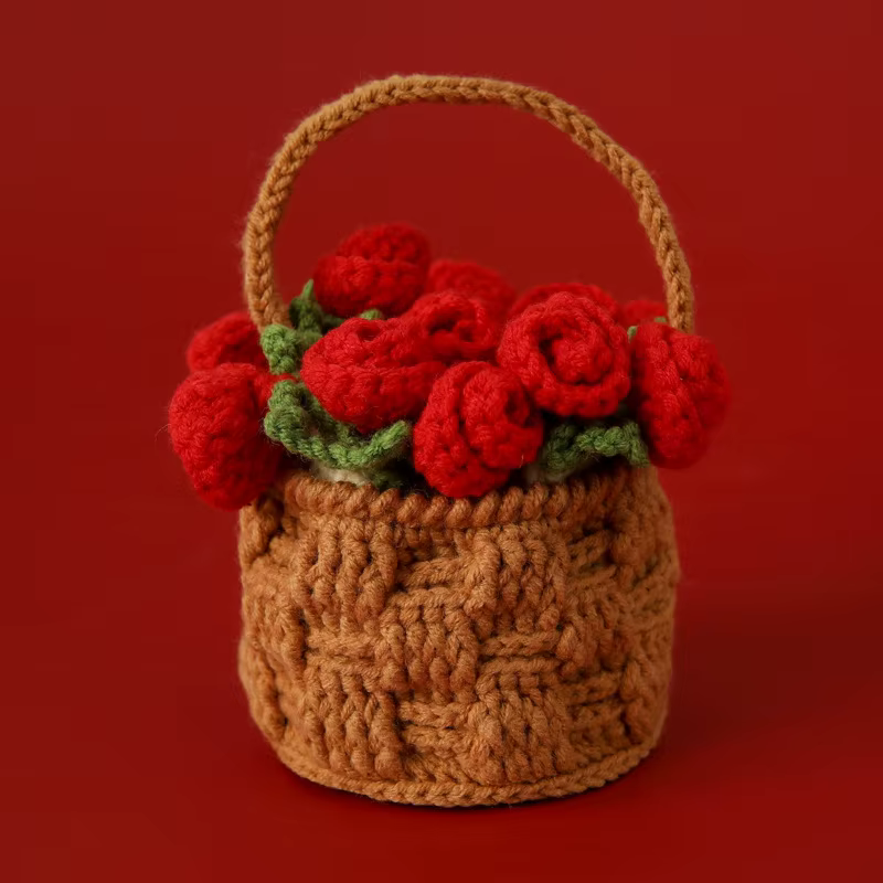 2025 Crochet fleur en pot Rose tricoté fleur dessous de verre Crochet fleur tasse tapis amis cadeau 