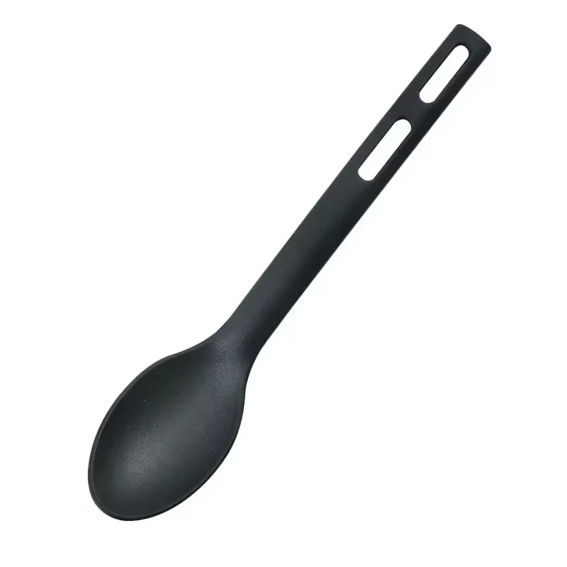 Lot de 3 ustensiles de cuisine en nylon : fourchette à surface plate, spatule ajourée, cuillère soli