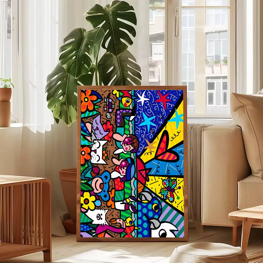 Affiche d'art colorée R-Romero B-Britto, décoration murale pour salon, chambre à coucher, Bar, cafés