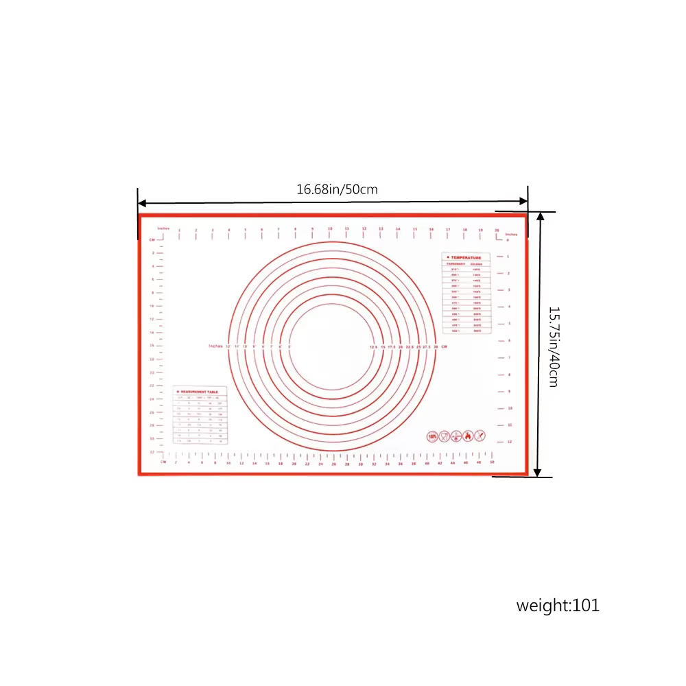 Tapis à pâtisserie en Silicone Lager 20x16 pouces, pour rouler la pâte, avec mesure, épais, antiadhé