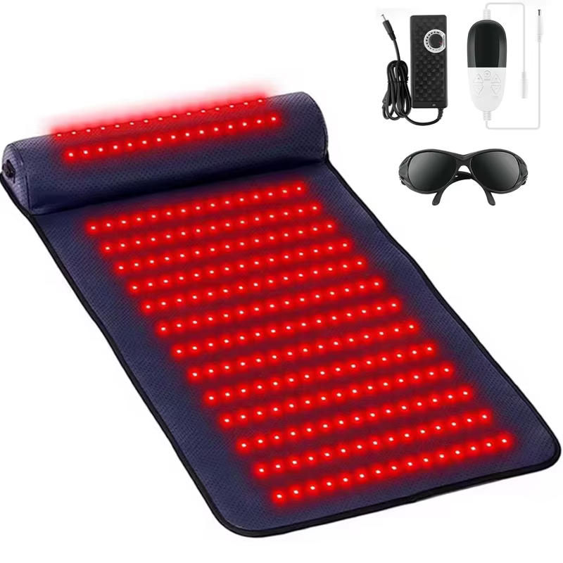 Tapis de massage thérapeutique à la lumière rouge avec soutien du cou 3D et chaleur infrarouge loint