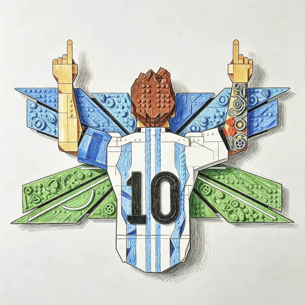 Nouveau modèle de puzzle de construction 2026 Superstar de football numéro 10 Leo Goat, moment de cé