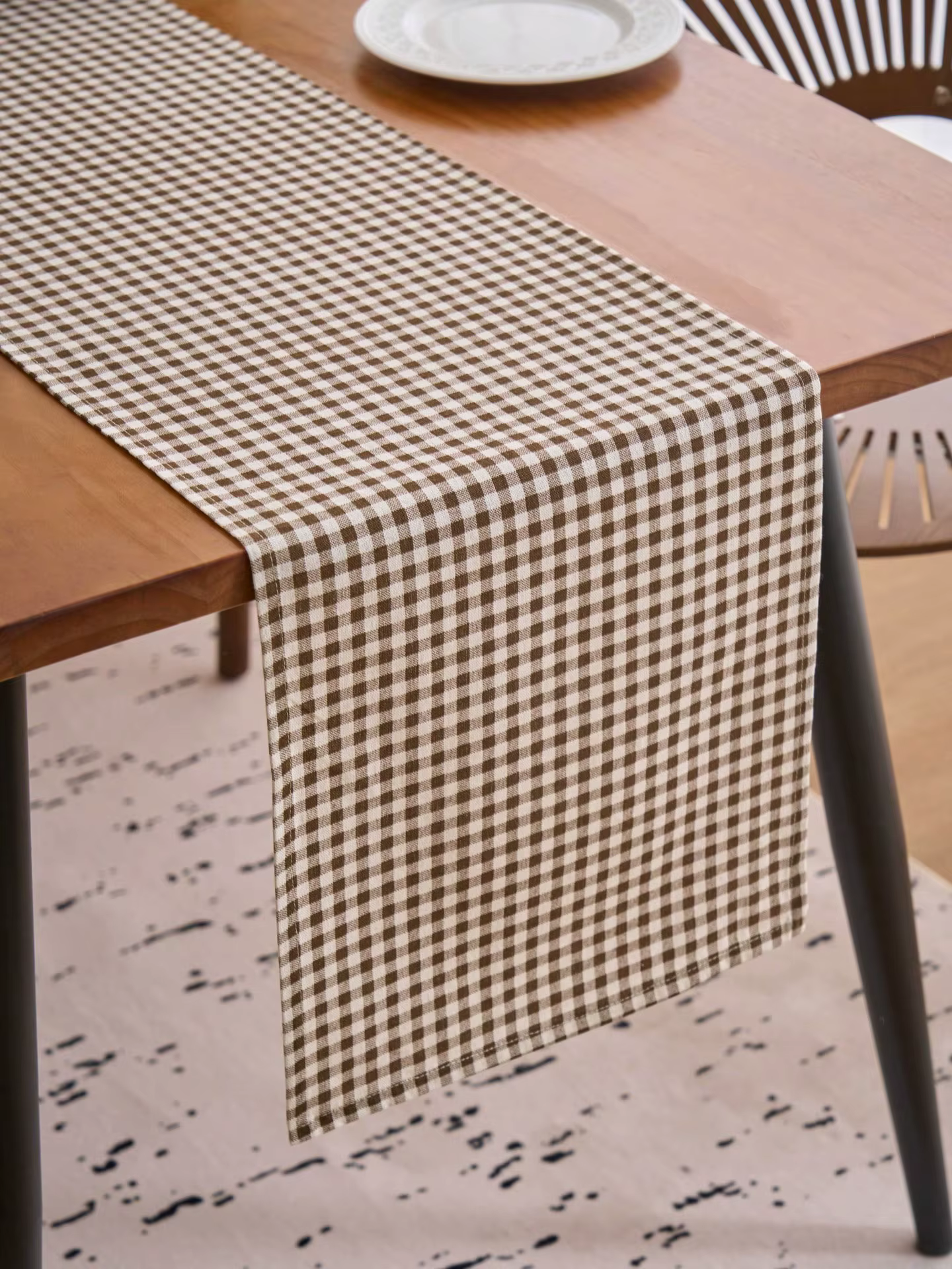 1 chemin de table tissé à carreaux rouges, style ferme, polyvalent pour les fêtes, les mariages, la 
