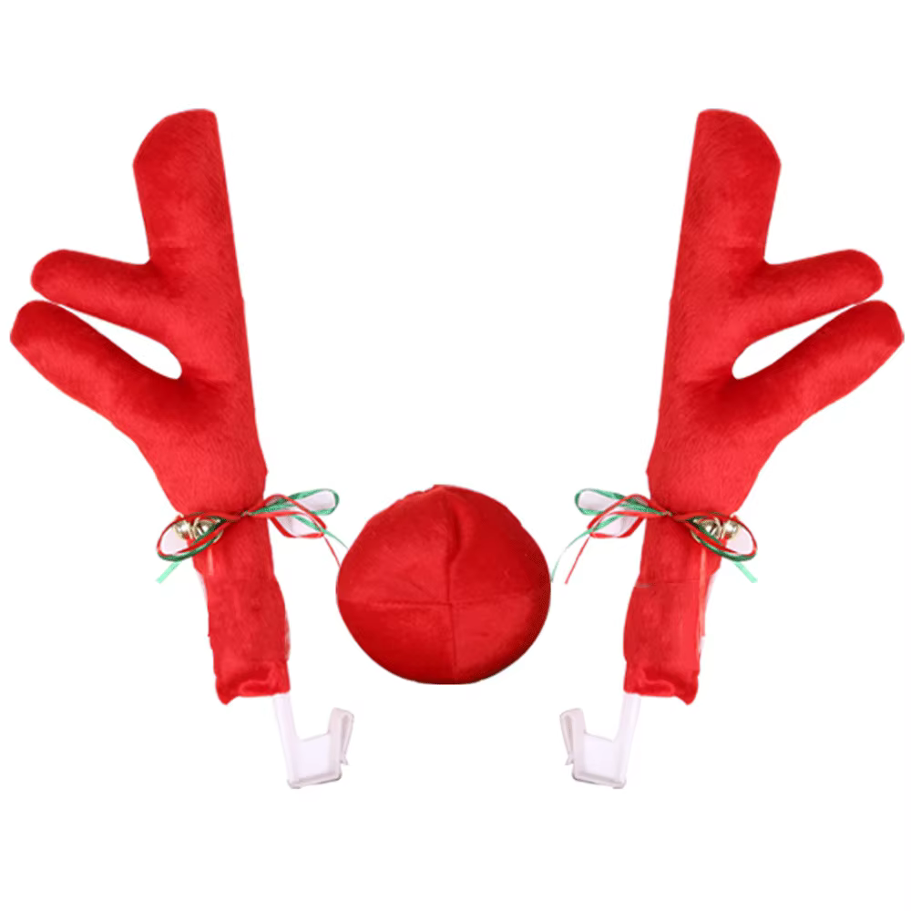 Kit de décorations de bois de renne de voiture de Noël, costume de véhicule de Noël, Rudolf rouge, b