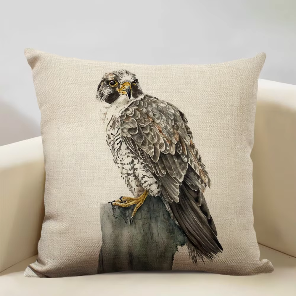 Housse de coussin en forme de hibou, 45x45cm, taie d'oreiller en lin, taie d'oreiller pour canapé, a