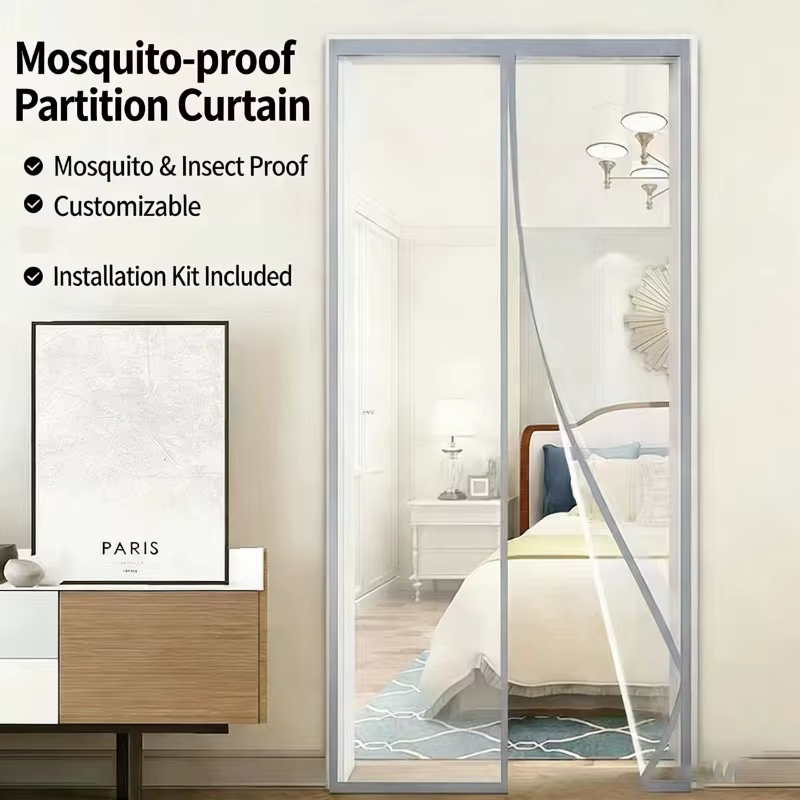 Pas de perçage, installation facile. Rideau de porte magnétique silencieux, robuste et durable. Univ