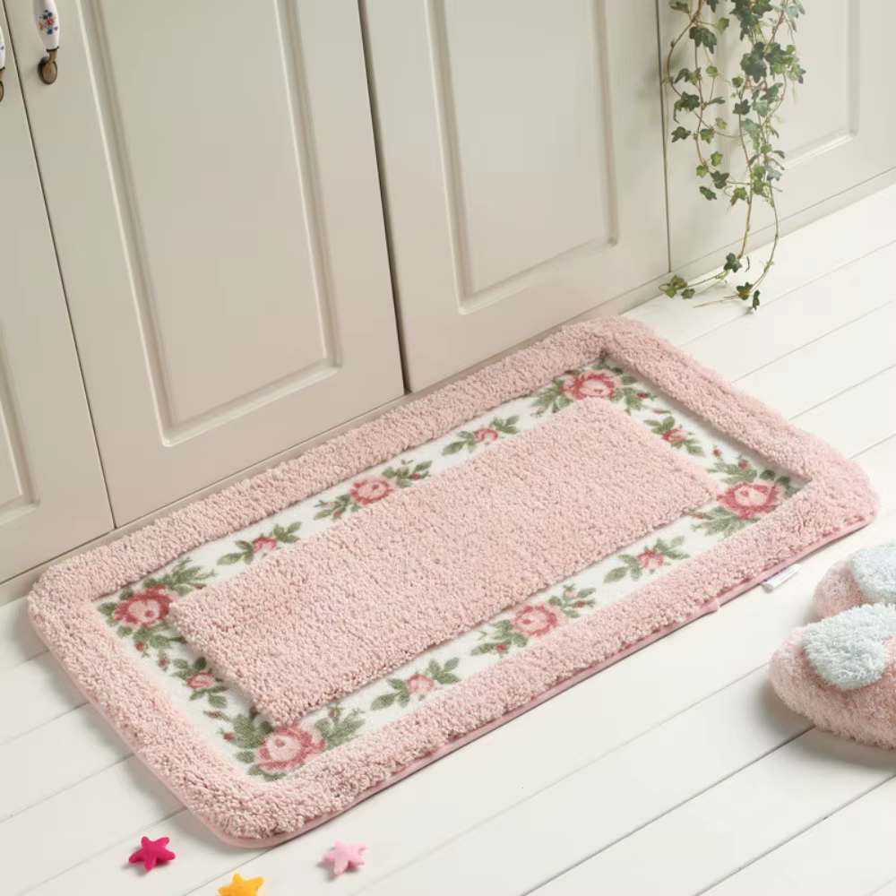 1 pièces nouveau tapis rose en microfibre 16*24 pouces tapis de salle de bain absorbant antidérapant