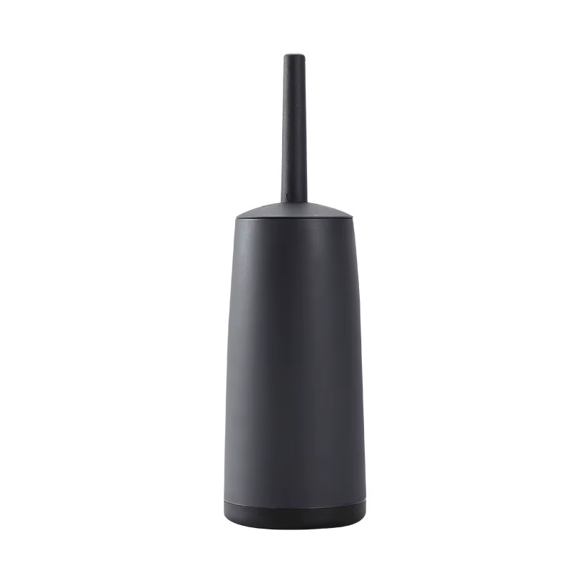 Brosse de toilette au design moderne avec support et couvercle noirs pour brosses de nettoyage de sa
