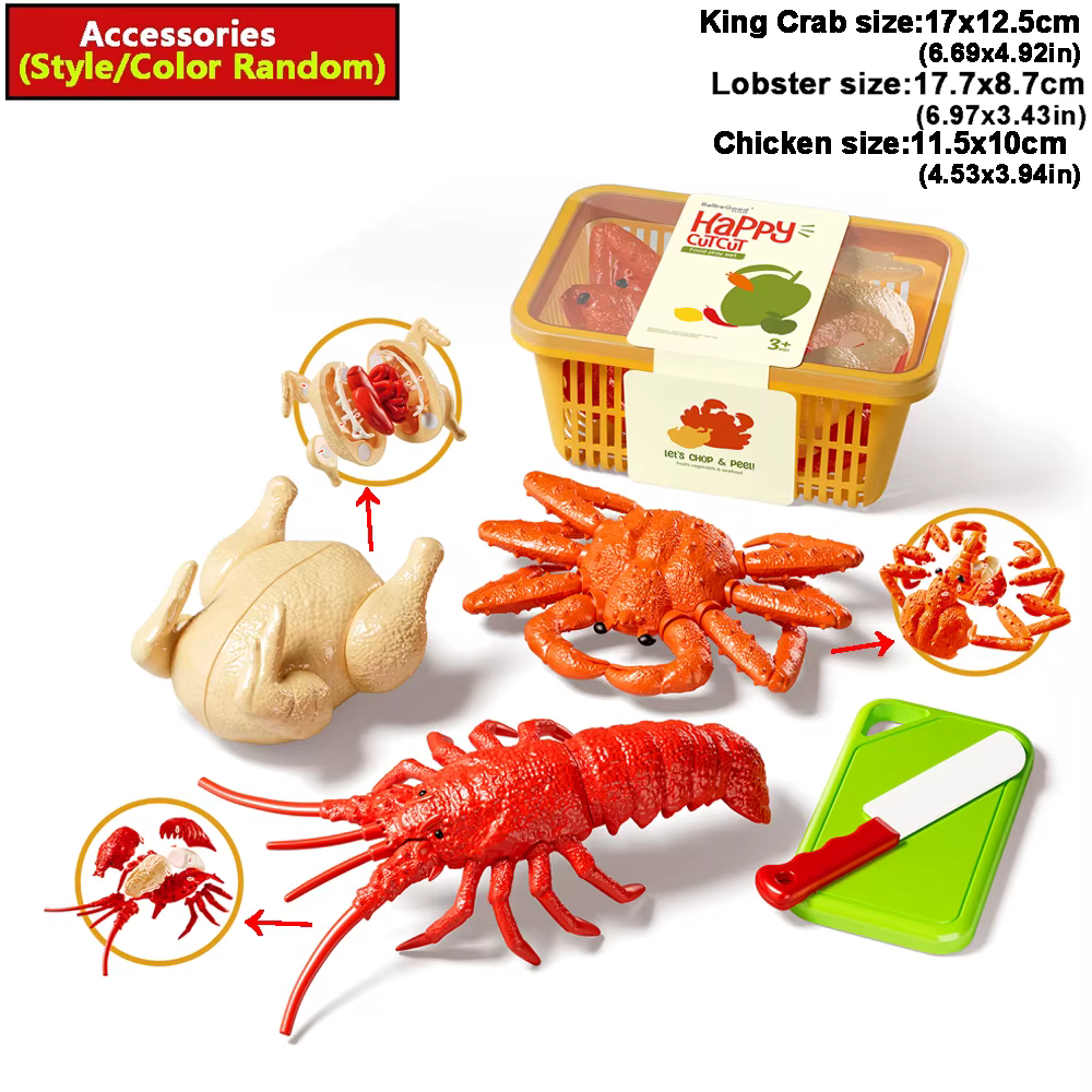 Ensemble de jouets de cuisine pour enfants, modèle de simulation grand format Homard, Crabe, Poisson