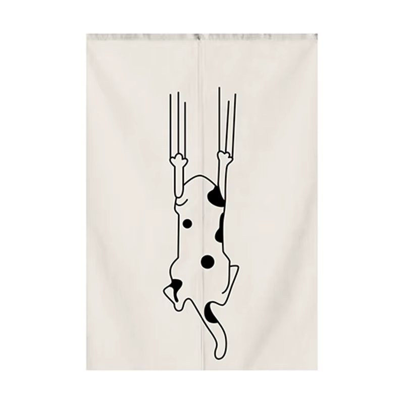 Rideau de porte de style japonais, chat drôle, art minimaliste moderne, rideaux de confrontation, cl