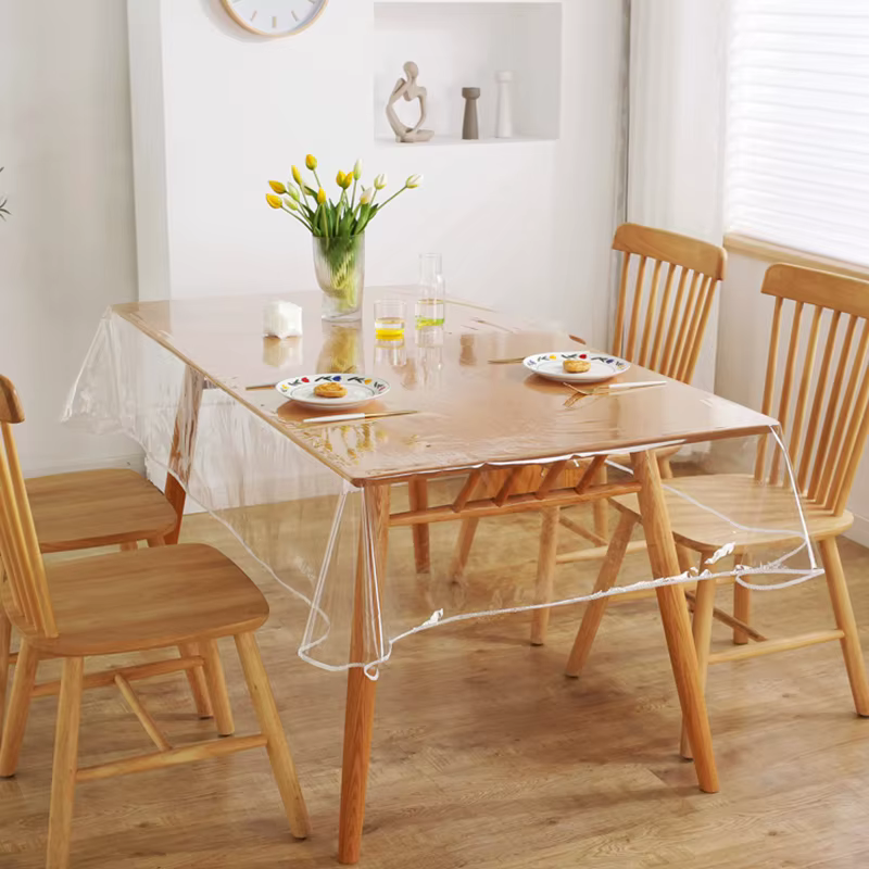 1 nappe de table transparente, 55,11 x 86,61 pouces, nappe douce, facile à nettoyer, nappe rectangul