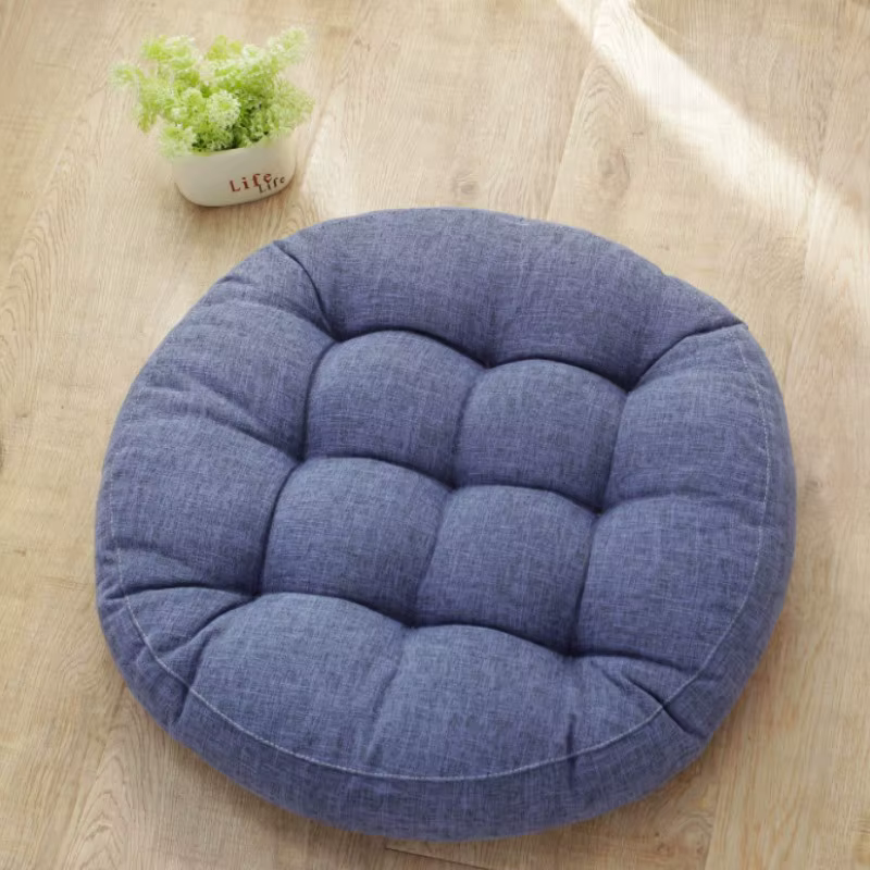 Grand coussin de siège rond en lin naturel, oreiller de sol, décoration de la maison, Pouf pour médi