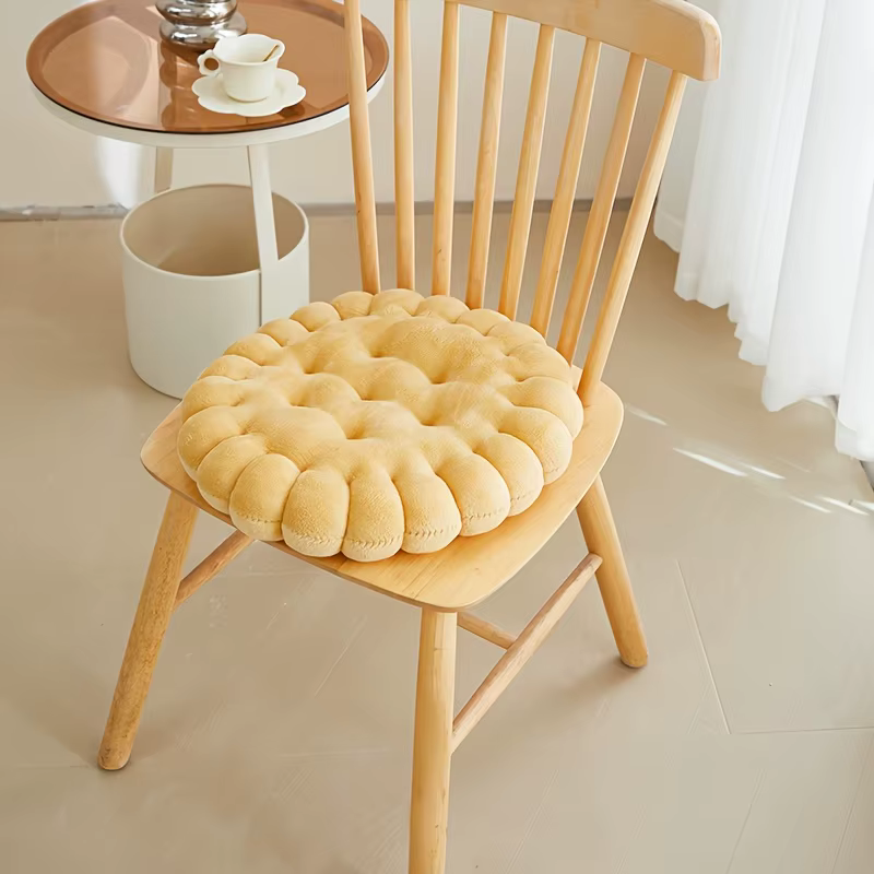 Grand coussin en peluche en forme de biscuit, coussin de siège créatif et doux, coussin de dossier d