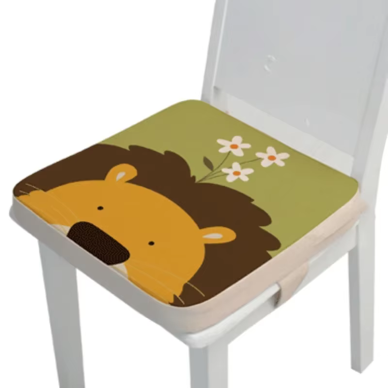 Coussin rehausseur amovible à motif lion mignon, idéal pour la salle à manger et l'apprentissage