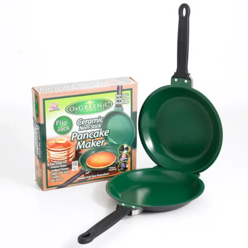 Poêle à frire en céramique antiadhésive Double face, machine à crêpes, ustensiles de cuisine pliable