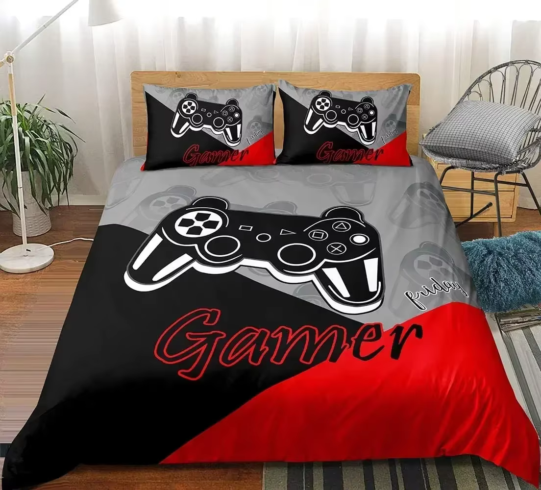 Ensembles de literie Gamer pour garçons, housse de couette de jeux vidéo, housse de couette de jeu, 
