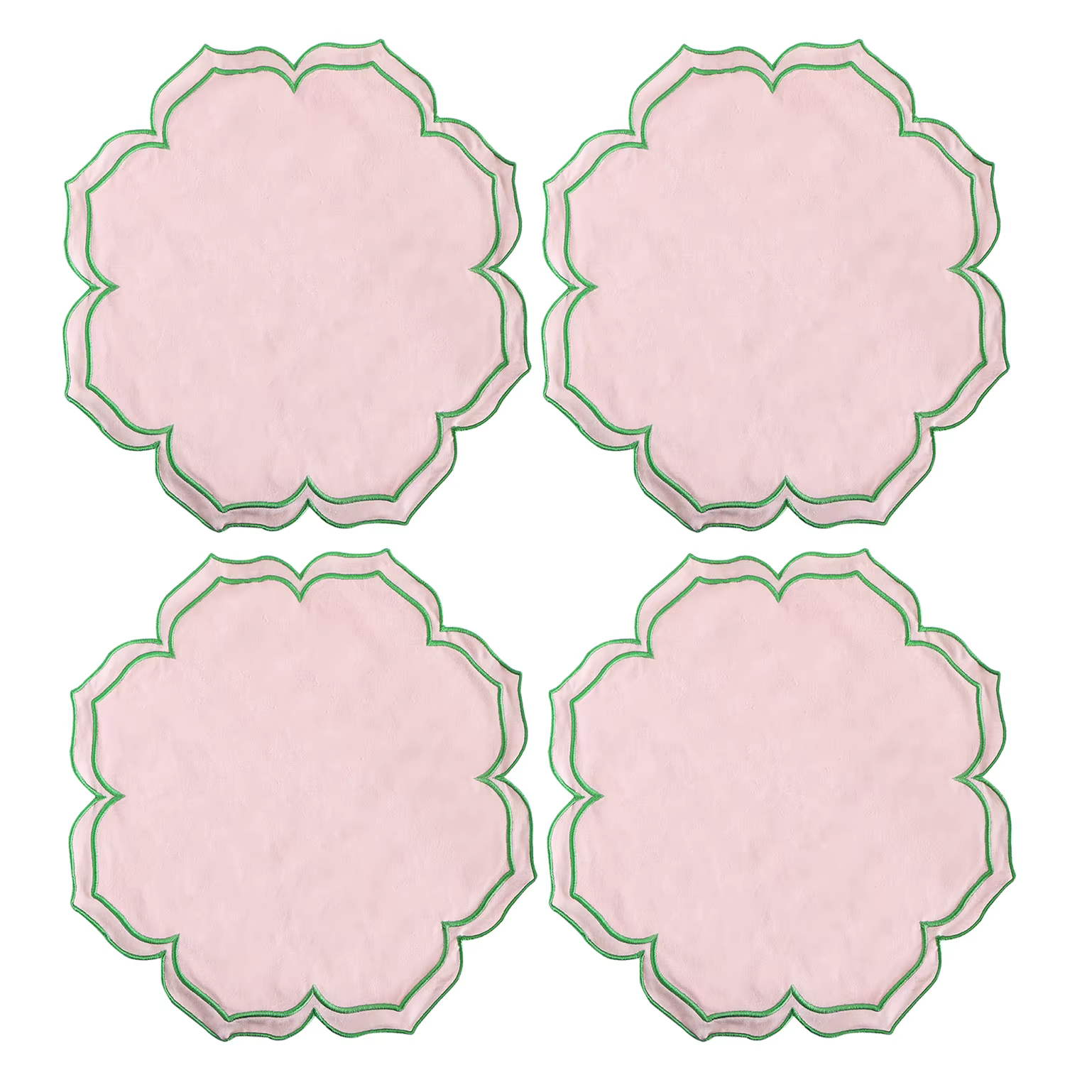 Serviettes à bord brodé en forme de Lotus, 4 pièces/ensemble, napperons épais en pur coton respirant