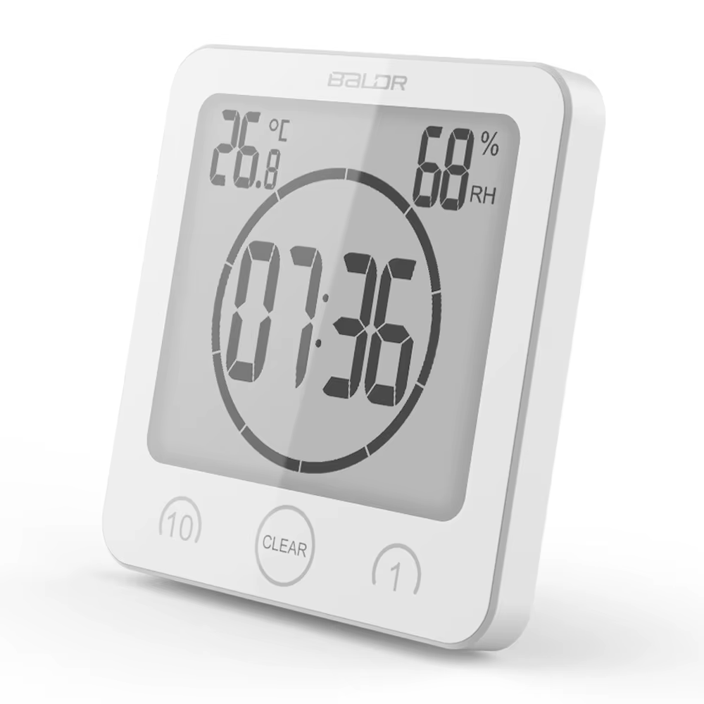 Horloge murale numérique pour salle de bain, horloge murale numérique LCD avec ventouse, étanche, th