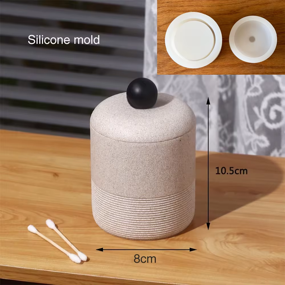 Moule en Silicone pour le stockage de boîte de coton-tige de ciment, pot de coton-tige anti-poussièr